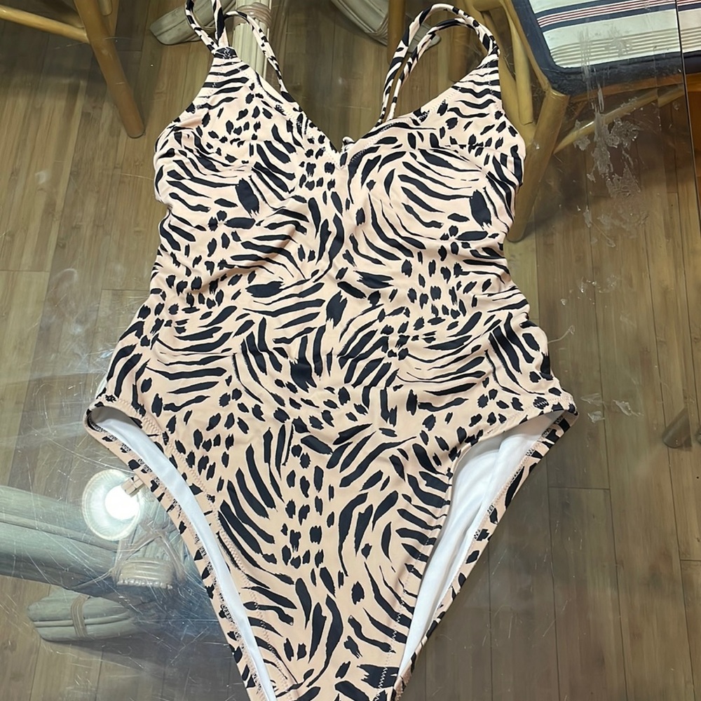 selling an animal print swimsuit. size large from target.
